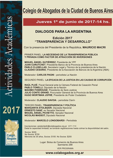 1 DE JUNIO. DILOGOS PARA LA ARGENTINA - TRANSPARENCIA Y DESARROLLO 