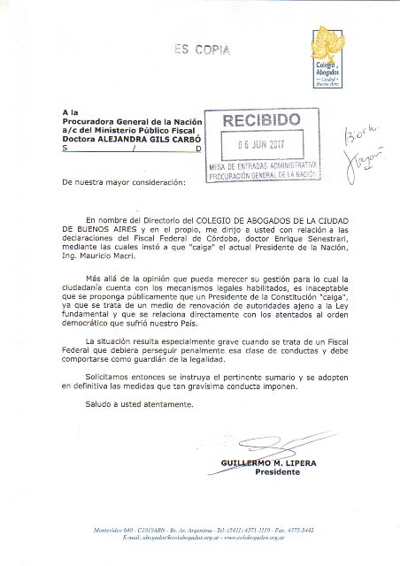 SE PIDI LA INSTRUCCIN DE UN SUMARIO A UN FISCAL FEDERAL