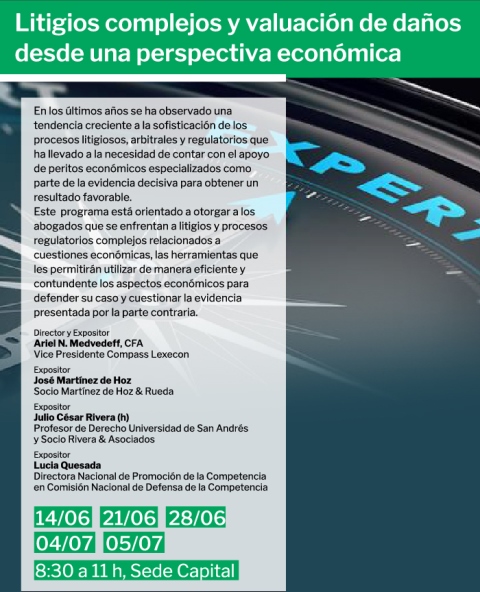 CONVENIO CON UNIVERSIDAD SAN ANDRES CURSO  LITIGIOS COMPLEJOS Y VALUACIN DE DAOS DESDE UNA PERSPECTIVA ECONMICA - Socios CACBA:  Descuento 20%